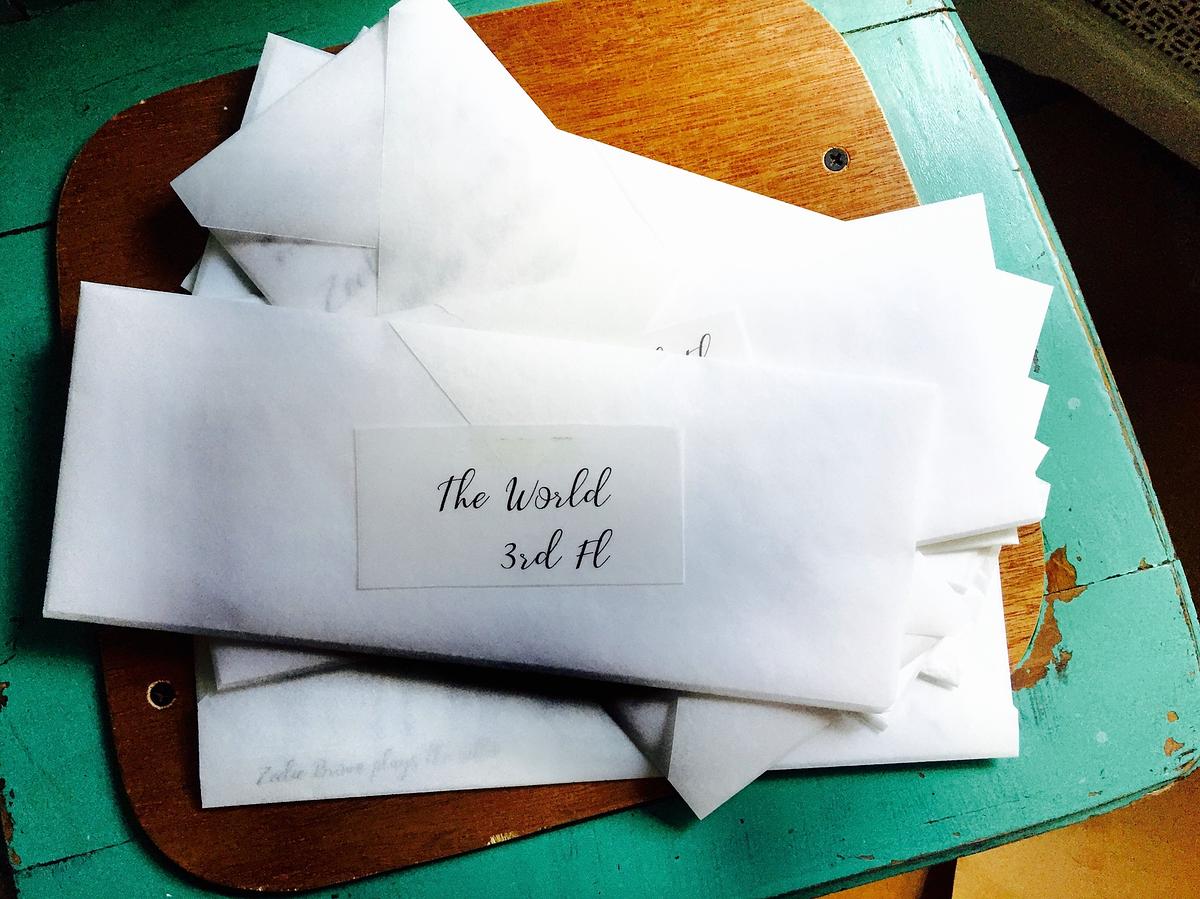 Invitations to backyard neighbors to experience the world premier of Zeelie Browns Quarantine Sonata 