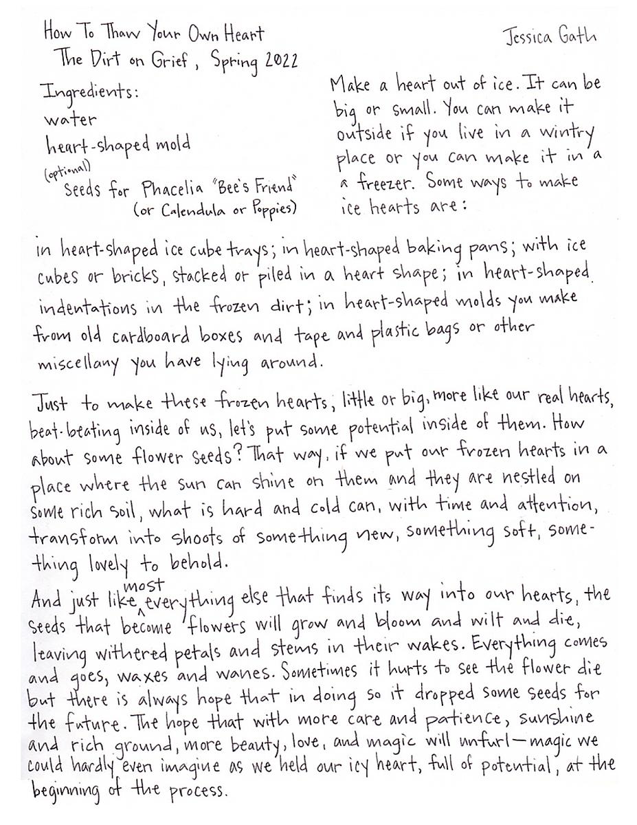 The Dirt on Grief (How To Thaw Your Own Heart)