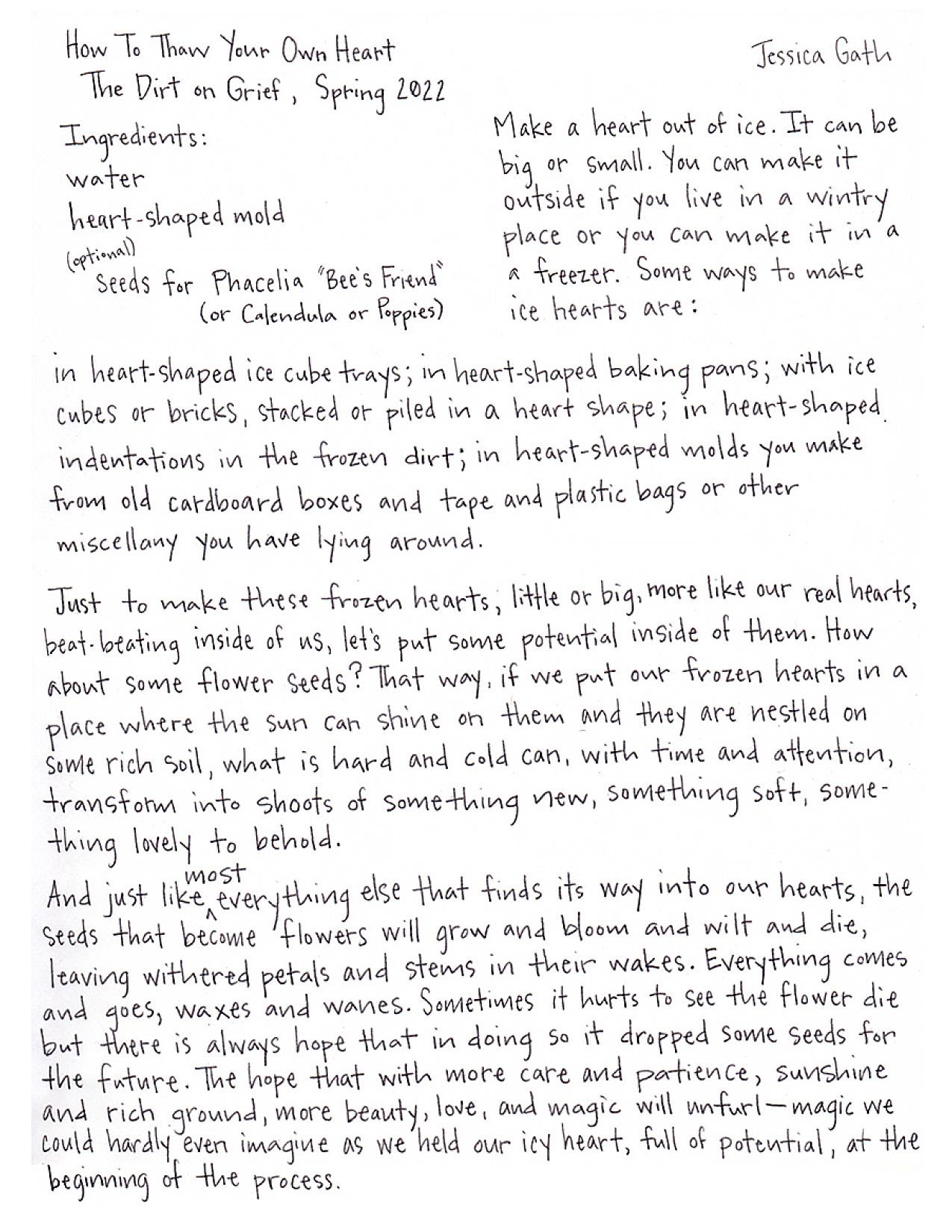 The Dirt on Grief (How To Thaw Your Own Heart)